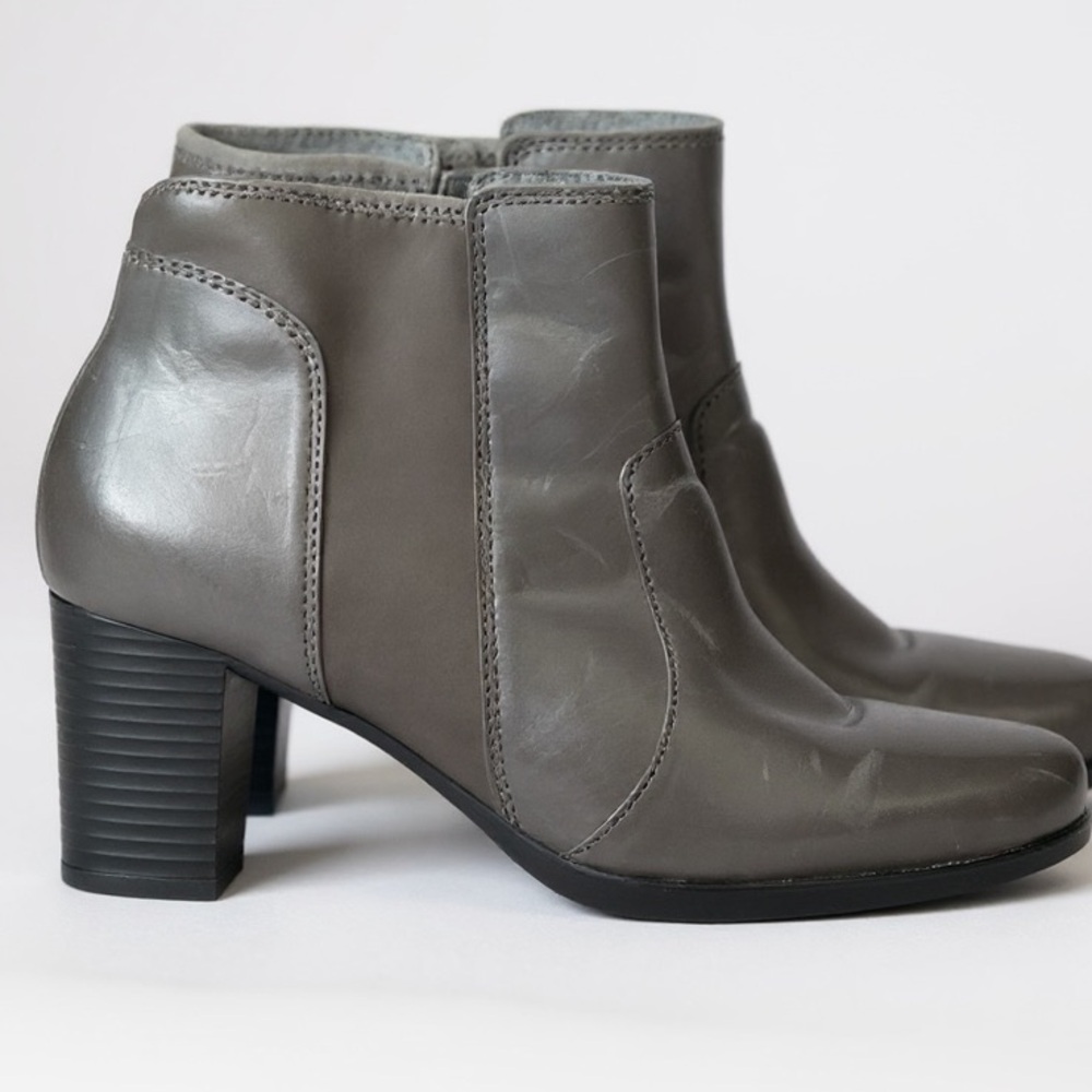 Clarks Grey Leather Promise Camp Ankle Boot 9
